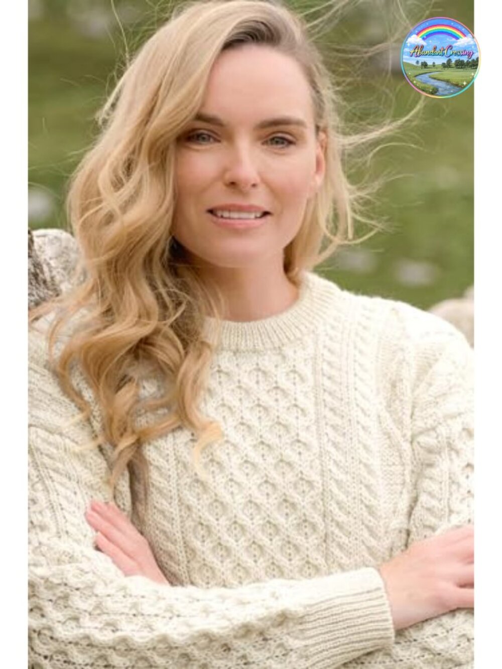 100% Wool Cable Knit Crew Neck Pullover Sweater